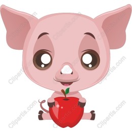 Playful Piglet Holding Apple