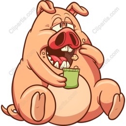 Cheerful Snacking Pig Cartoon