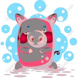 Playful Cartoon Piglet