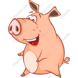 Cheerful Cartoon Pig