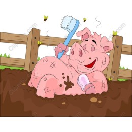 Cheerful Pig in a Mud Bath