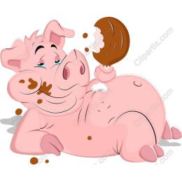 Whimsical Cartoon Pig Enjoying a Drumstick