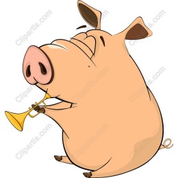Playful Pig with Trumpet