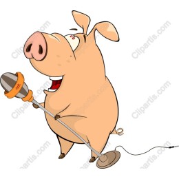 Cheerful Cartoon Pig with Microphone