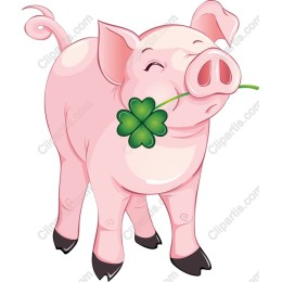 Charming Pink Pig with Clover
