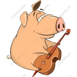 Whimsical Pig Playing Cello