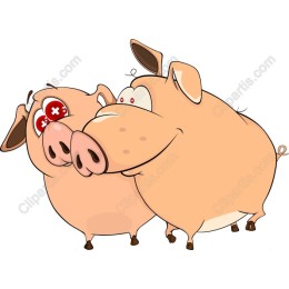 Playful Cartoon Pig Duo