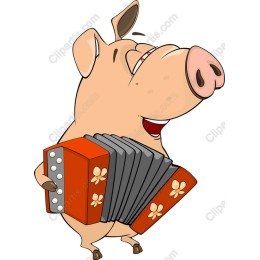 Cheerful Pig Playing Accordion