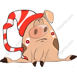 Playful Pig with Striped Hat