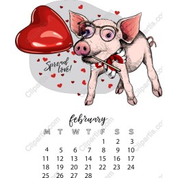 Charming Piglet with Heart Balloon