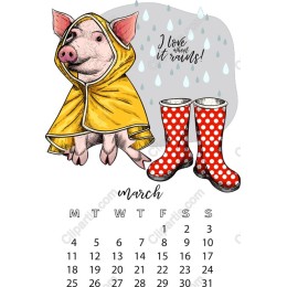 March Piggy Calendar