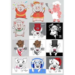 Whimsical Pig Clipart Set