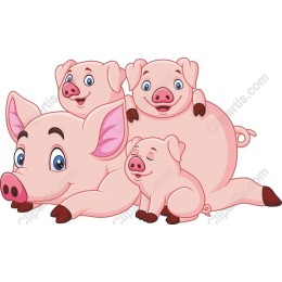 Adorable Pig Family
