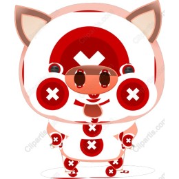 Whimsical Red and White Piglet