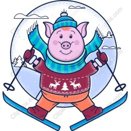 Adorable Skiing Pig