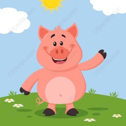 Cheerful Cartoon Pig