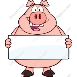 Cheerful Cartoon Pig with Customizable Sign