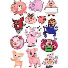 Whimsical Pig Clipart Set - 12 Unique