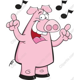 Cheerful Cartoon Pig with Musical Notes