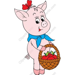 Cheerful Piglet with Apples