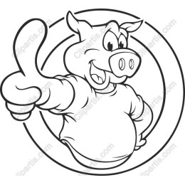 Cheerful Cartoon Pig with Thumbs Up