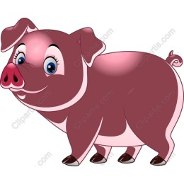 Cheerful Cartoon Pig