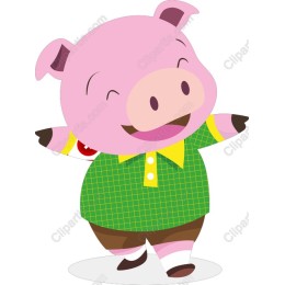 Cheerful Cartoon Pig