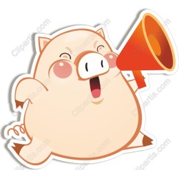 Cheerful Piglet with Megaphone