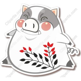 Joyful Pig with Floral