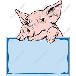 Cheerful Pig with Blank Sign