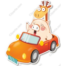 Joyful Pig and Giraffe Car Adventure