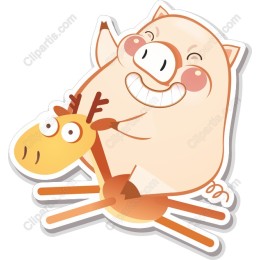 Playful Pig and Reindeer