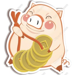 Charming Pig Holding Gold Coins