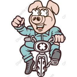 Playful Pig on Bicycle
