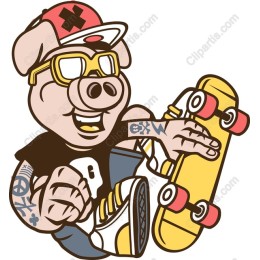 Skateboarding Pig