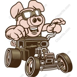 Cheerful Pig Hot Rod