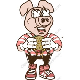 Happy Pig with Burger