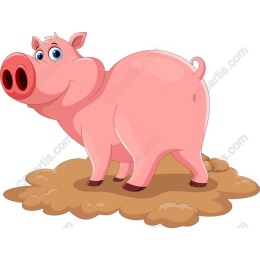 Cheerful Cartoon Pig