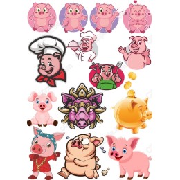 Pig Clipart Set - Whimsical