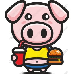 Charming Food-Loving Pig