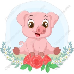 Floral Cute Pig