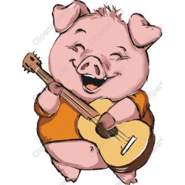 Singing Pig with Guitar