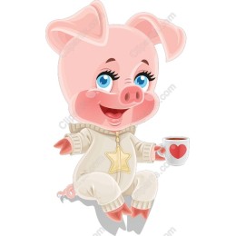 Cheerful Piglet in Onesie