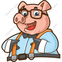 Cheerful Cartoon Pig with Glasses