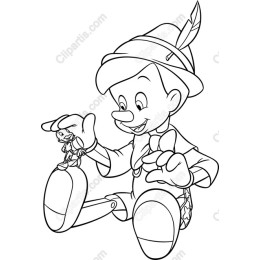 Joyful Pinocchio and Jiminy Cricket
