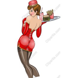 Retro Waitress with Fast Food Elements