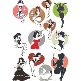 Retro Pin-Up Clipart Set - Vintage Bundle
