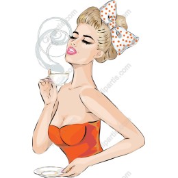 Vintage Glamour Woman with Tea