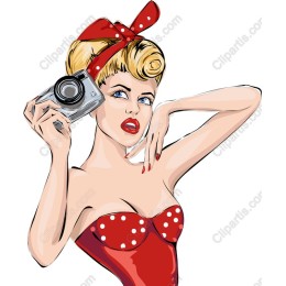 Vintage Pin-Up Girl with Camera