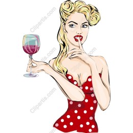Retro Glamorous Woman with Wine Glass